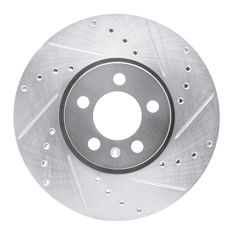 Audi A1 Brake Rotor (1) - Front Right - R1 Concepts - Drilled & Slotted - Silver - `98-`18